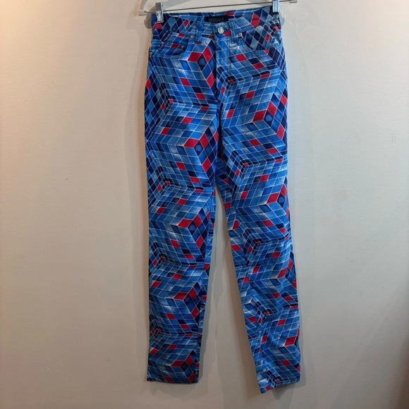 VERSACE Couture Jeans Sz 27 Vintage Geometric Print Pants Jeans  Style - Picture 2 of 13